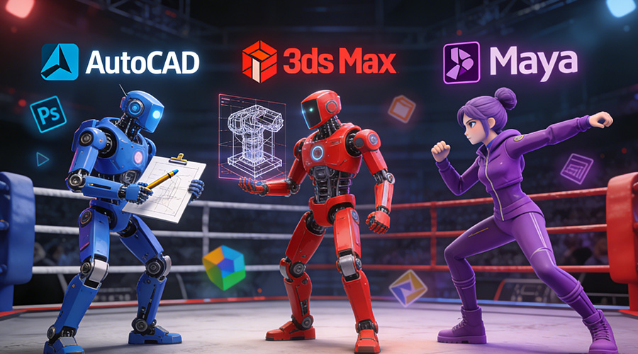 The Differences and Connections Between AutoCAD, 3ds Max and Maya